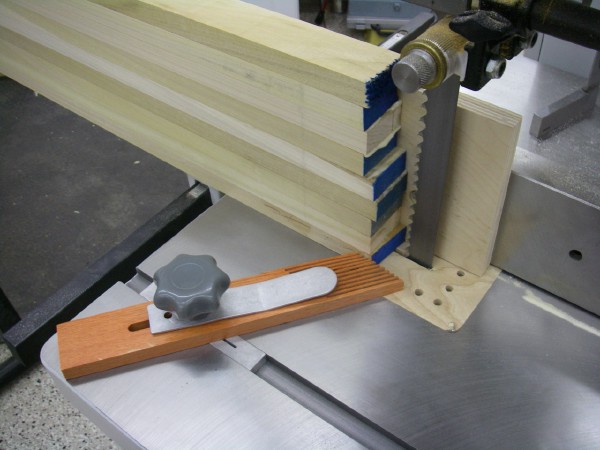 Feather board on a bandsaw.